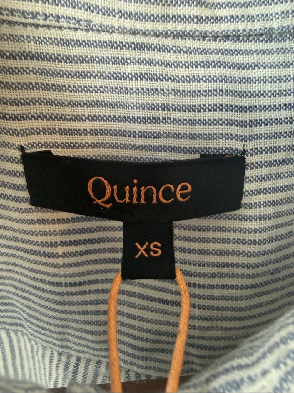 QUINCE 100% European Linen Blue Pinstripe Long Sleeve Button Front Shirt Size XS - Picture 8 of 10